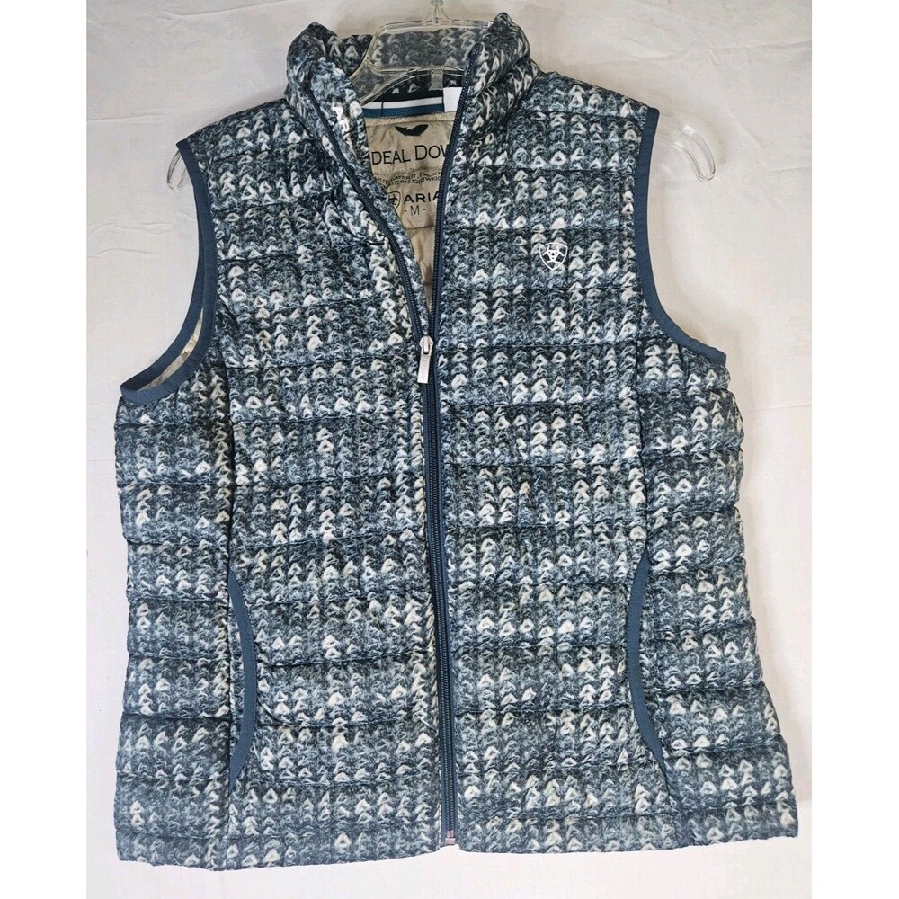 Ariat Vest Women's Medium Blue Ideal Down Puffer Jacket Full Zip Equestrian M